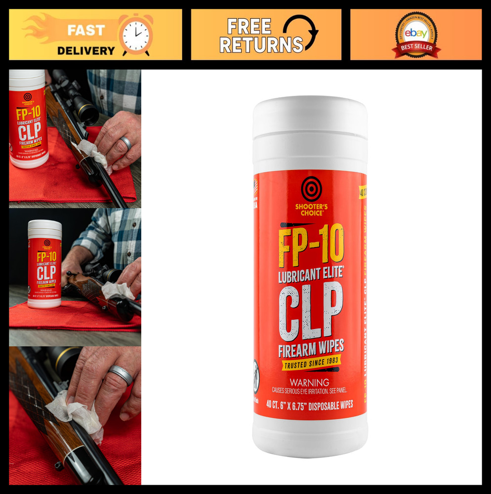 Firearm Cleaning Wipes, CLP Gun Maintenance, 40 Count, Quick-Dry & Lubricating