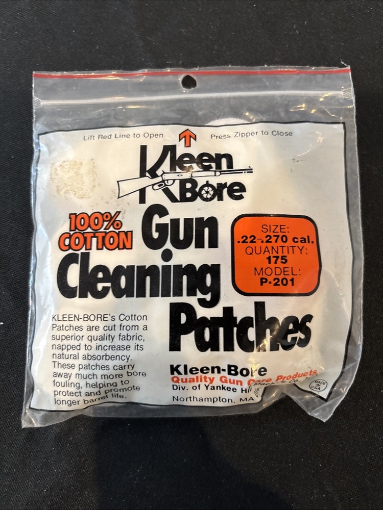 Kleen Bore P-201 Gun Cleaning Patches .22 – .270 100% Cotton QUALITY CARE 5980-X
