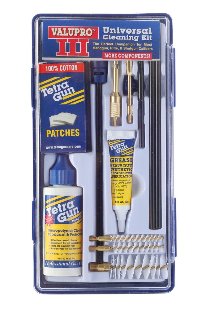 Tetra Gun ValuPro III Universal Gun Cleaning Kit Rod Brush Patches Grease & CLP