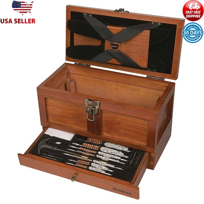 Universal 25 – Piece Wood Gun Cleaning Tool Components Parts Organizers Chest