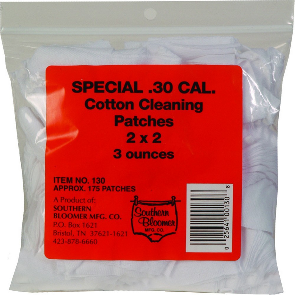 Southern Bloomer 2″x2″ Cotton Cleaning Patch .30 Caliber Rifle – 130