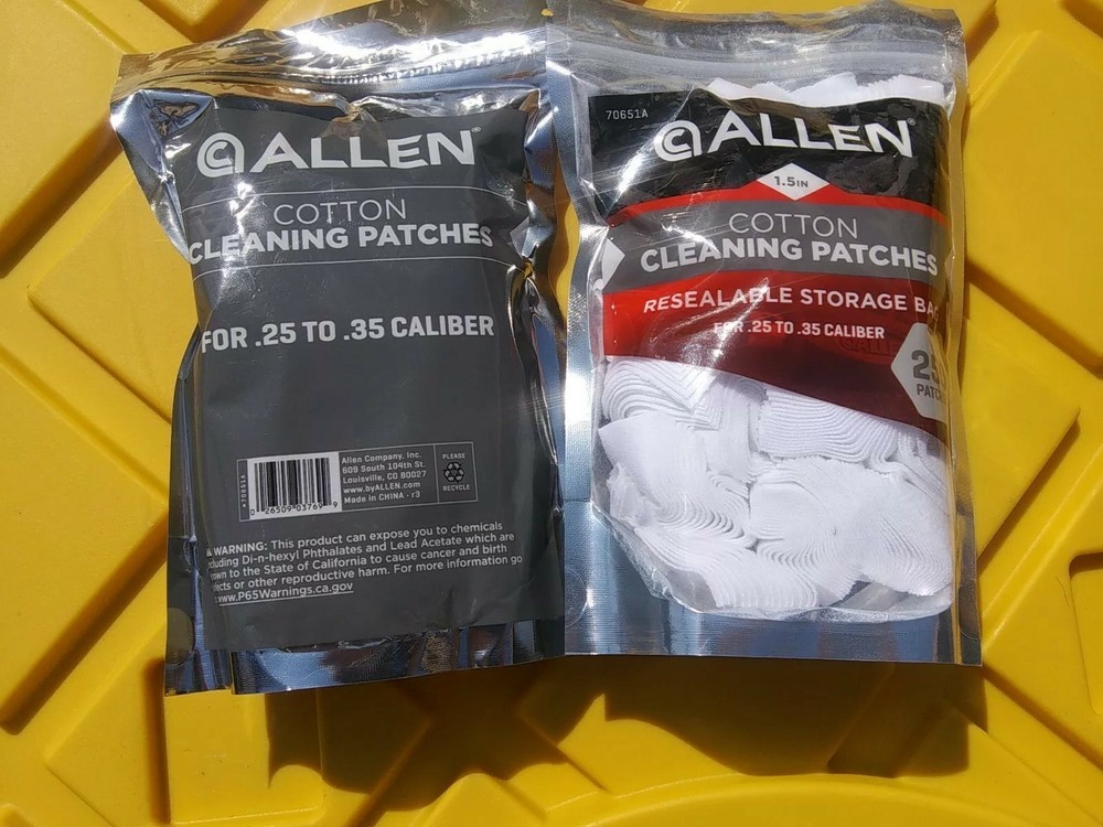2X Allen Company 1.5” 250 (500 Total) Cotton Cleaning Patches .25 – .35 Caliber