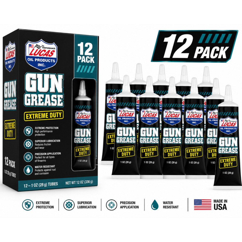 Lucas Oil 10889 Extreme Duty Grease Gun 1 oz Heavy Duty Lubricant (12 Pack)