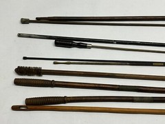 Lot of 9x Vintage Antique Gun Cleaning Rods – Wooden, Brass, Iron, Shotgun Rifle