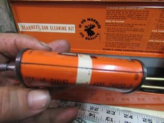 Vintage Marbles Gun Cleaning Kit NITRO SOLVENT LEAD TOP Oil Tin Pad Box Full ROD