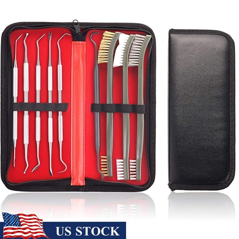 Multifunctional Gun Cleaning Brush Set Nylon Brass Steel 6 Picks 3 Brushes New