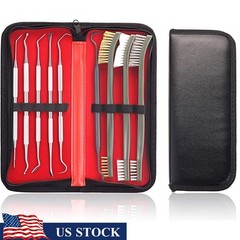 Multifunctional Gun Cleaning Brush Set Nylon Brass Steel 6 Picks 3 Brushes New
