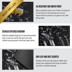 Thick Gun Cleaning Mat 20×12 Non Slip Oil Resistant Glock Pistol Parts Diagram