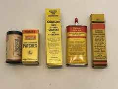 Vintage Lot of 5 Outers Gunslick Patches Grease Solvent And 445 Gun Oil