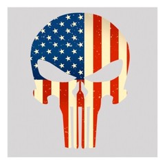 USA Flag Skull Sticker – Red / White / Blue – Made In USA