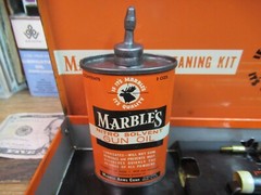 Vintage Marbles Gun Cleaning Kit NITRO SOLVENT LEAD TOP Oil Tin Pad Box Full ROD