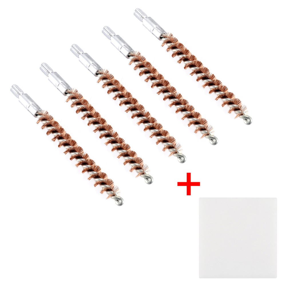 5Pcs Bronze Bristle Bore Cleaning Brush .260 Cal 8×32 Thread with 50 Patches