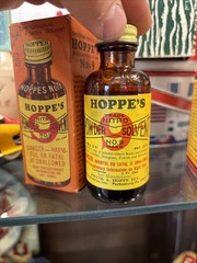 Vintage Hoppe’s No. 9 Nitro Powder Solvent Bottle Partial Contents Original Box