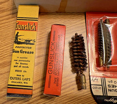 VTG. GUNSLICK SHOTGUN CLEANING KIT #178 & CONTENTS RAMROD, GREESE, PATCHES, LUBE