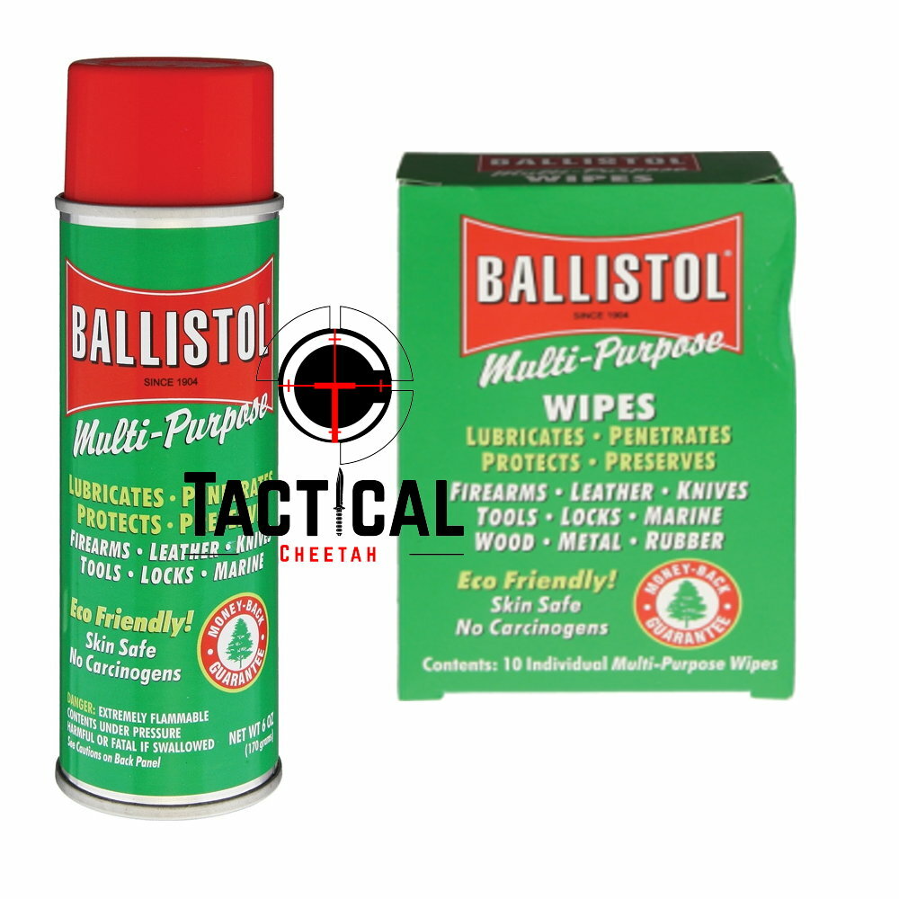 Ballistol Multi-Purpose 10 Wipes, 1 Can of 6 oz Spray Gun Cleaning &
