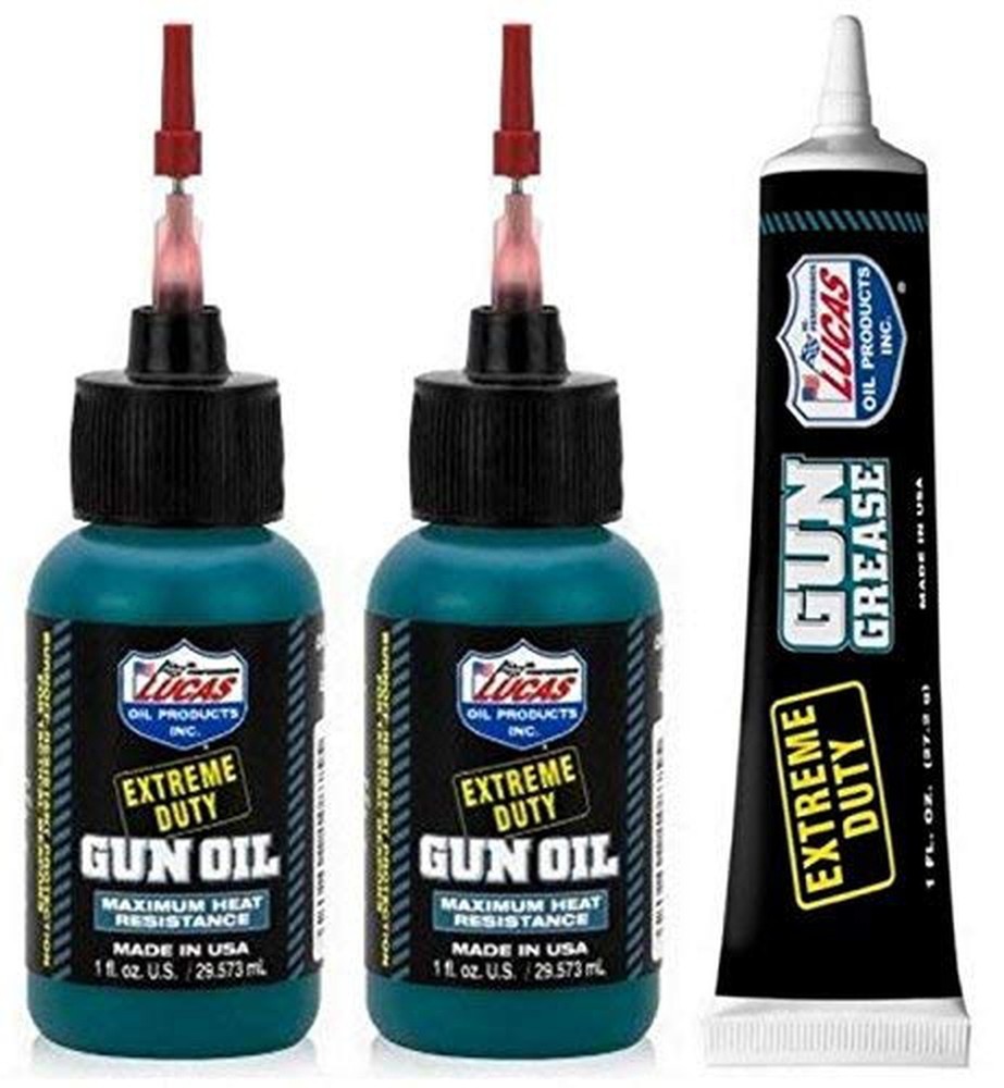 Lucas 1oz Extreme Duty Gun Oil (2) Needle Oiler 10875 & (1) Grease Tube 10889