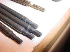 antique rifle, pistol gun cleaning kit parts in canvas bag Military? Army?