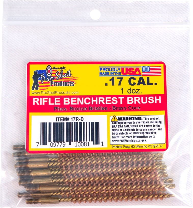 Pro-Shot .17 Caliber Brush Dozen Pack, 12 Quantity, 17R-D Bore Brush