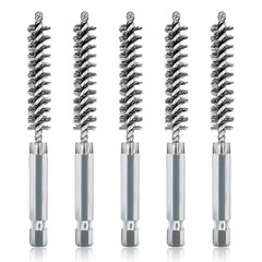 5Pcs 3/8″ Stainless Steel Bore Brush Set – 1/4″ Hex Shank Wire Cleaning Brushes