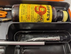 Vintage Orange Hoppe’s 9 Gun Cleaning Kit Storage Box Universal Shotgun Kit Hops