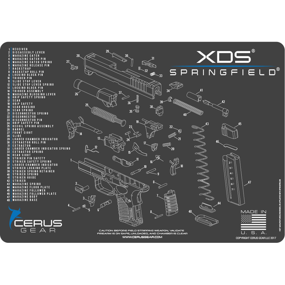 For Springfield XDS Armorers Cleaning Bench Mat