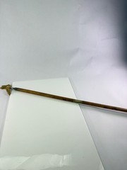 Antique 3 Piece Wood Gun Shotgun Cleaning Rod Brass Fittings Many Jags Brushes