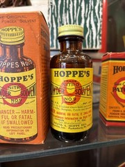 Vintage Hoppe’s No. 9 Nitro Powder Solvent Bottle Partial Contents Original Box
