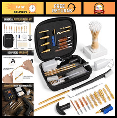 Universal Gun Cleaning Kit for Handguns & Pistols – Compact Case, Brass & Plasti