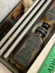 JC Higgins Vintage Wood Shotgun Cleaning Kit with Tube Of 1940’s Gunslick