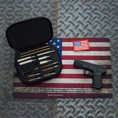 US Flag Design Gun Cleaning Mat 11×17″ 2nd Amendment Vintage with Zippered Pouch