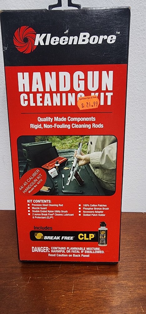 KleenBore BY SAFARILAND CLASSIC HANDGUN GUN CLEANING KIT .44 .45 CALIBER K212