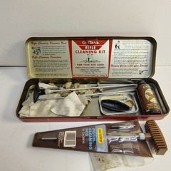 Outers Rifle Gun Cleaning Kit Red Box Rod Set Oil Patch Cloth plus extras