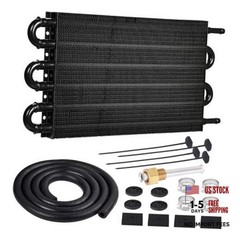 5/16″ Transmission Oil Cooler Tube and Fin Cooler Kit Universal 6 Pass Black