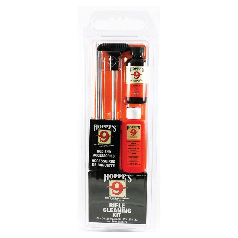 HOPPE’S 8mm .30 and .32 Caliber Rifle Aluminum Rod Cleaning Kit Clamshell Pack