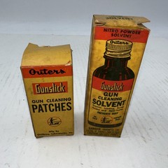 Vintage Outers Gunslick Solvent Bottle And Gun Cleaning Patches Boxes T4B