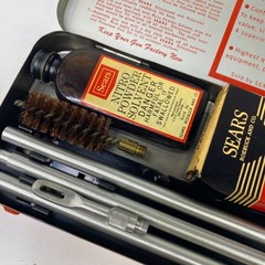 Sears Gun Cleaning Kit Red Metal Case and Box Oil Rod Patches