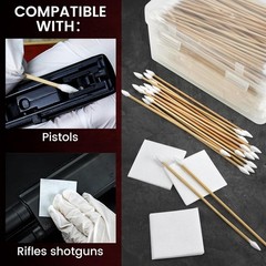 Gun Cleaning Kit Supplies Storage Box 600 Patches 200 Swabs Set