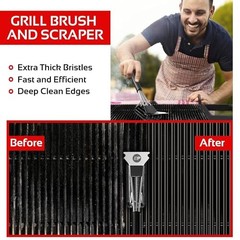 Safe Wire Grill Brush for Outdoor Grill w/Grill Scraper & Grill Mat Grill