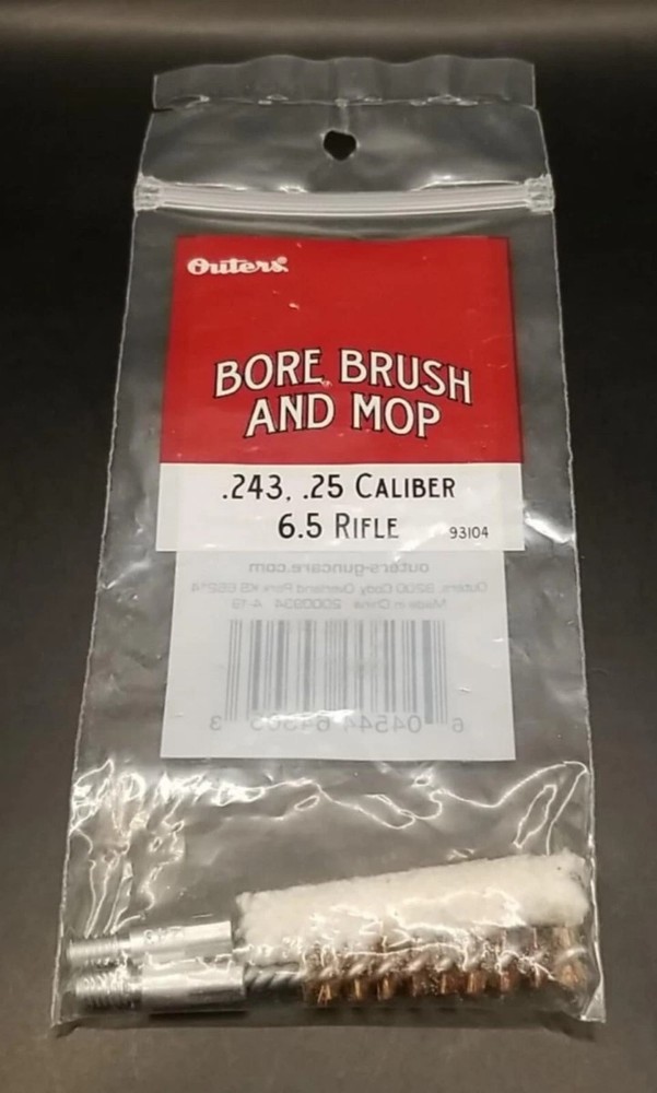 ~Outers~ Bore Brush and Cotton Mop Combo .243 .25 Caliber 6.5mm Rifle ~9 (13694)