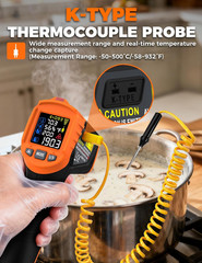 4 in 1 Temperature Gun 4 Types of Alarm Setting,-58-1472°F Measure Infrared/Amb