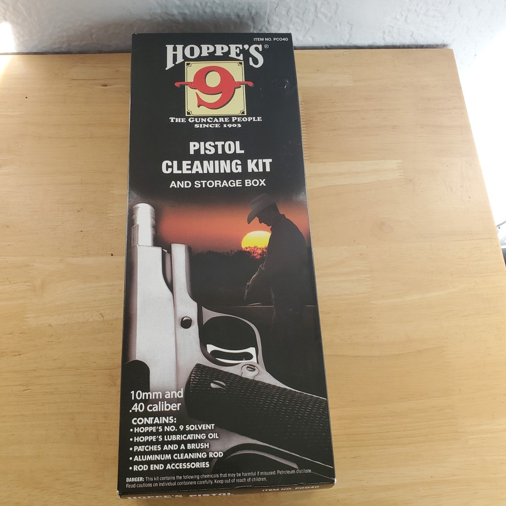 Hoppes Pistol Cleaning Kit For Caliber .40 / 10mm W/Case New Open Box Gun
