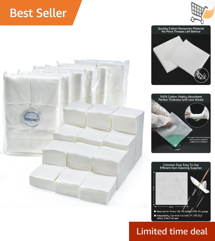 Gun Cleaning Patches Lint-Free Absorbent Multi-Size Bulk 1800pcs
