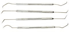 4 Piece Double Ended Pick Set Chrome Plated for Cleaning Guns Survival Camping
