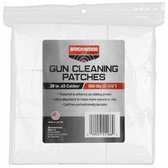 Birchwood Casey Cleaning Patches 2_” 9MM .38-.45 Cal Lint-Free 500 Count White