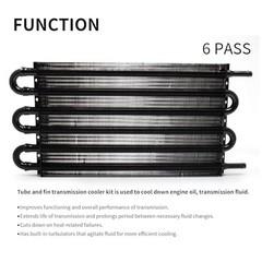 Tube and Fin Transmission Cooler Universal 5/16″ Oil Cooler Kit 6 Pass