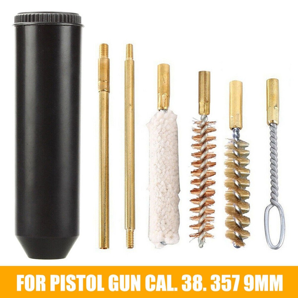 7PCS Gun Cleaning Kit for 38/357/9mm Pistol Barrel Rod Brush Cleaning Tools
