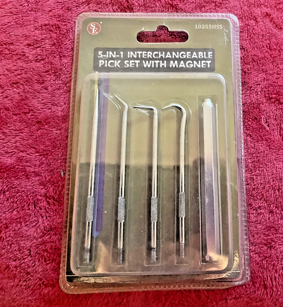 Metal Picks to Aid in Cleaning Guns, New, 4 with magnetic handle