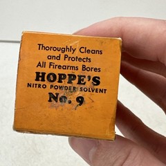 Vintage Bottle of Hoppe’s Nitro Powder Solvent No 9 Rust Bore Cleaning Half Full