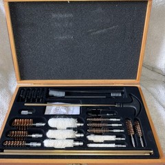 Vintage Outers Gun Cleaning Kit W/ Wood Box Hunting Gun Shooting Cooper Brushes