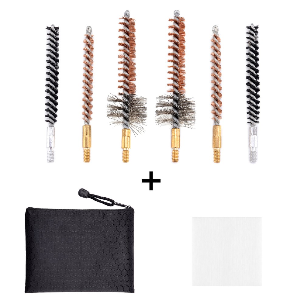 .22 Cal Rifle Phosphor Bristle Bronze Nylon Bore Chamber Brush Kit 50 x Patches